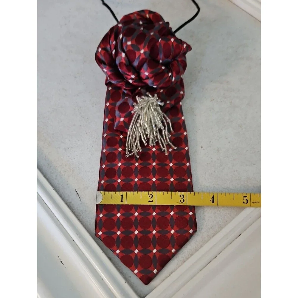 Arrow Silk Red Dot Statement Tie Necklace